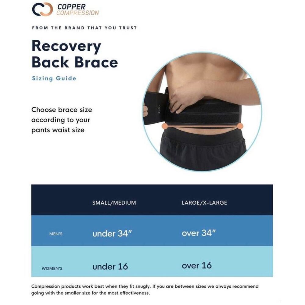 Copper Compression Recovery Back Brace - Picture 6 of 9